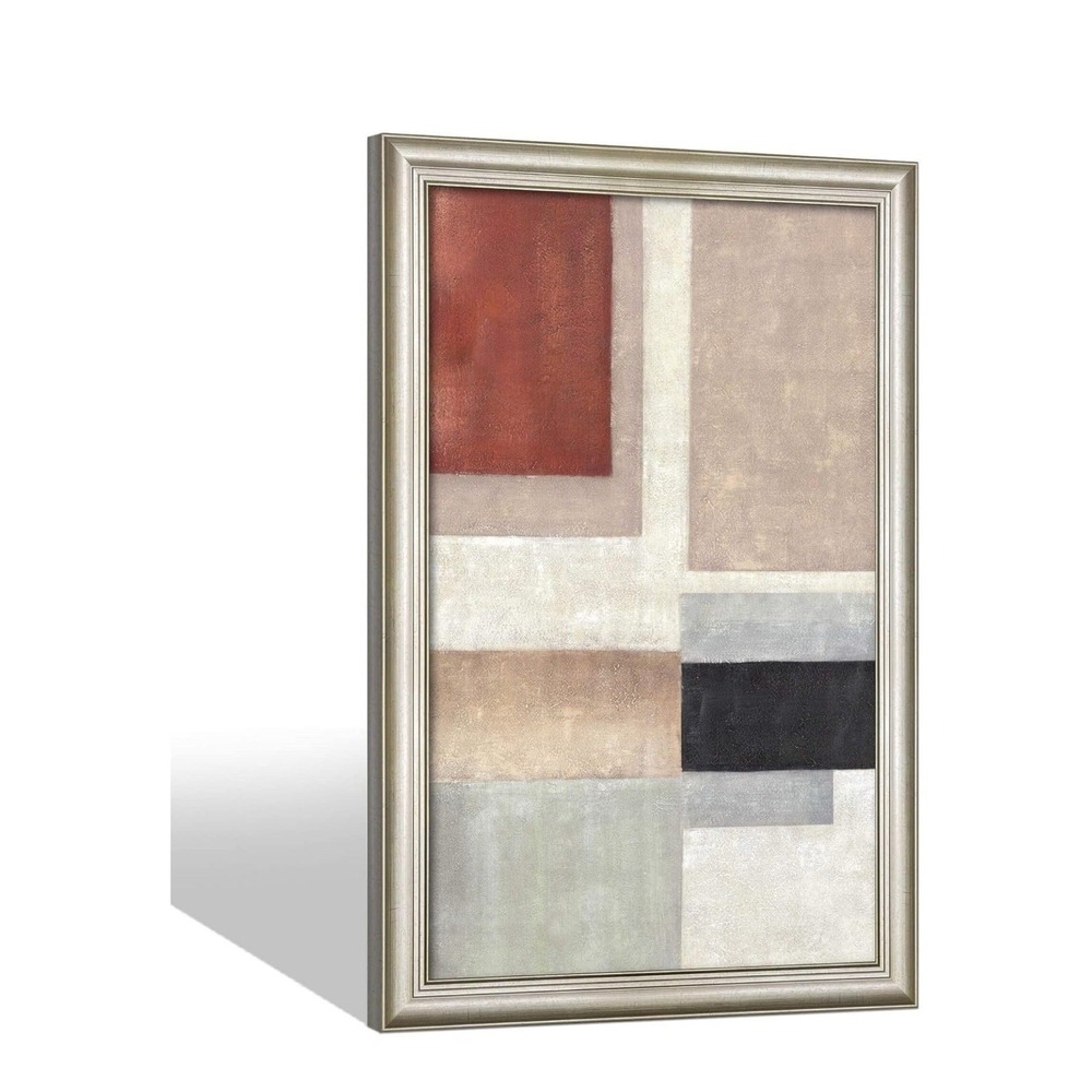 Framed Abstract Wall Art Canvas Modern Neutral Textured Color Block Oil Painting